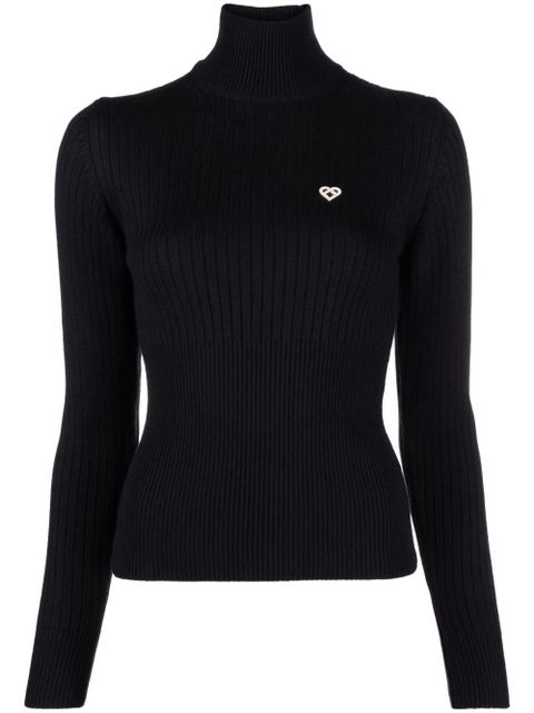 Casablanca logo-plaque ribbed jumper - Black - zdjęcie produktu nr 1