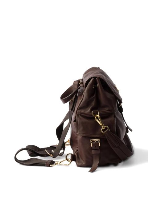 Prada medium Explore leather backpack - Brown