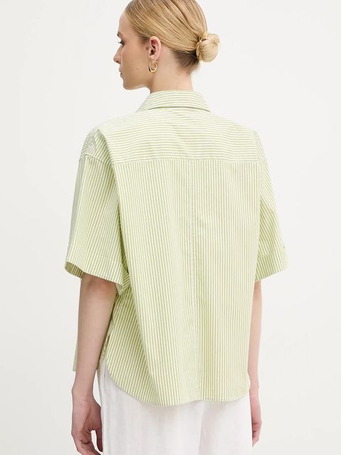 United Colors of Benetton koszula damska kolor zielony regular z kołnierzykiem klasycznym 5SZRDQ0C0 - zdjęcie produktu nr 2