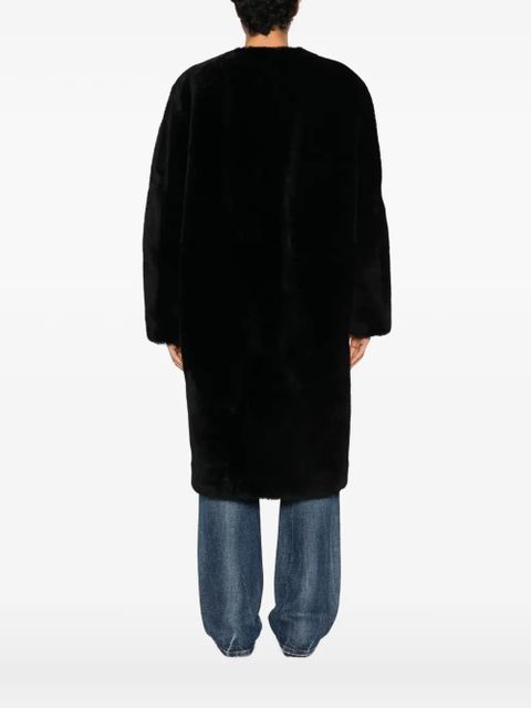 TOTEME midi shearling coat - Black