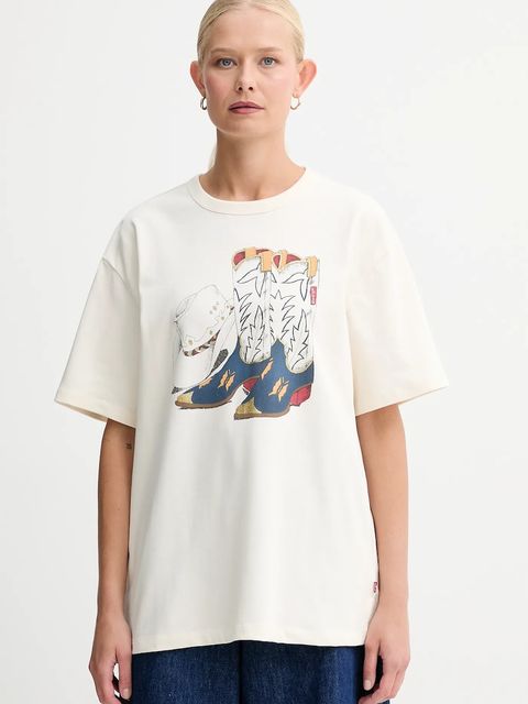 Levi's t-shirt bawełniany damski kolor beżowy 001MX - zdjęcie produktu nr 1