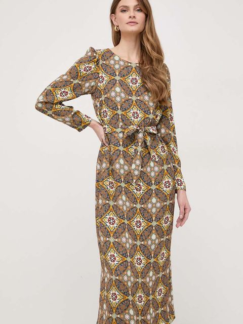 Weekend Max Mara sukienka kolor żółty midi rozkloszowana 2415221041600