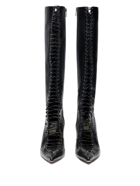 Blumarine lace-up pointed-toe boots - Black