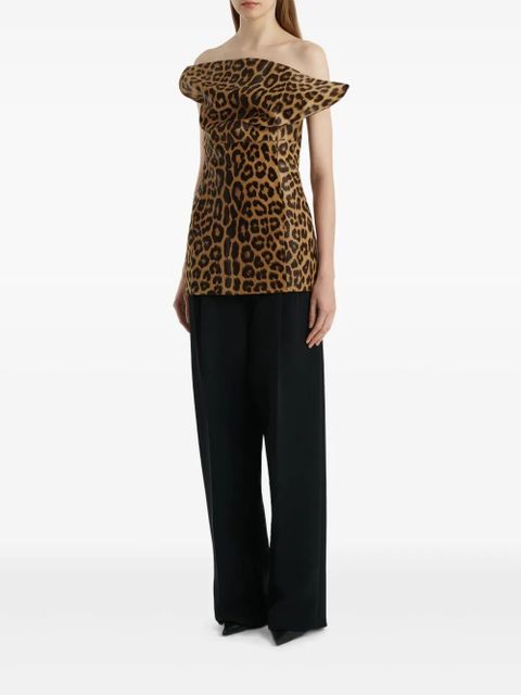 KHAITE off-shoulder leopard top - Brown - zdjęcie produktu nr 2