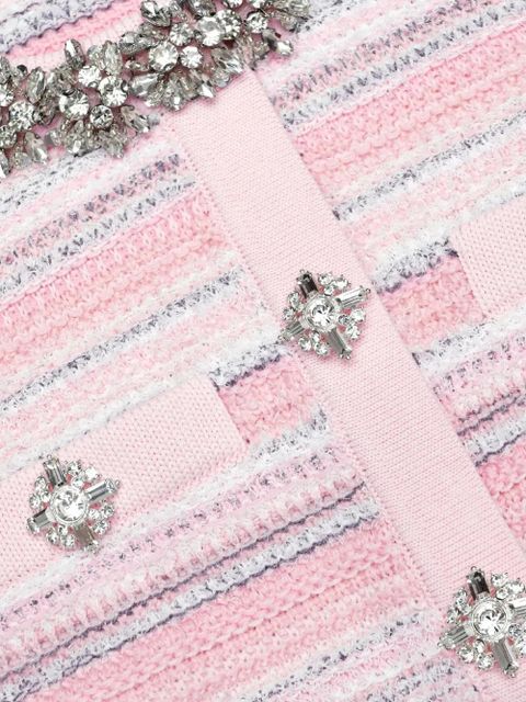 Self-Portrait striped crystal-embellished mini dress - Pink