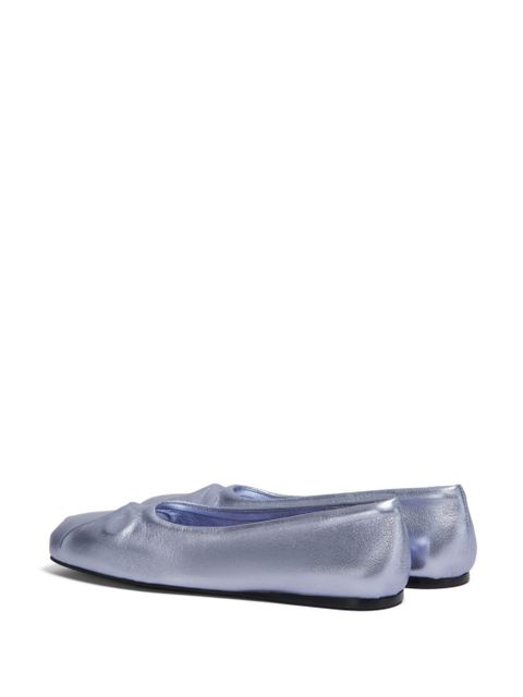 Marni Little Bow metallic ballerina shoes - Blue