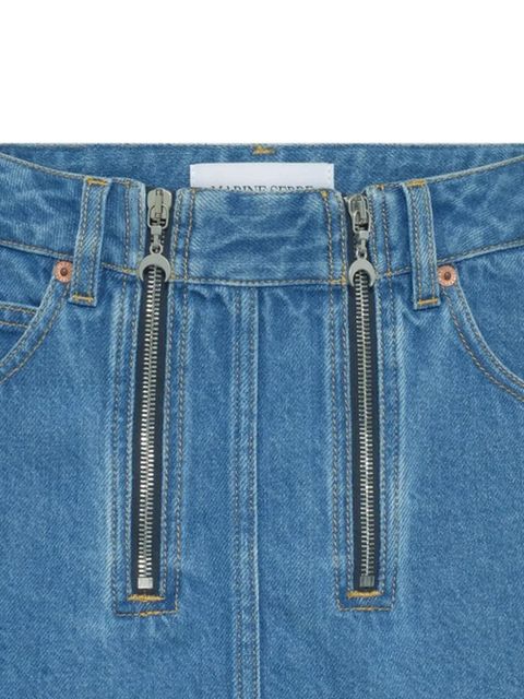 Marine Serre zip-detail denim skirt - Blue - zdjęcie produktu nr 2