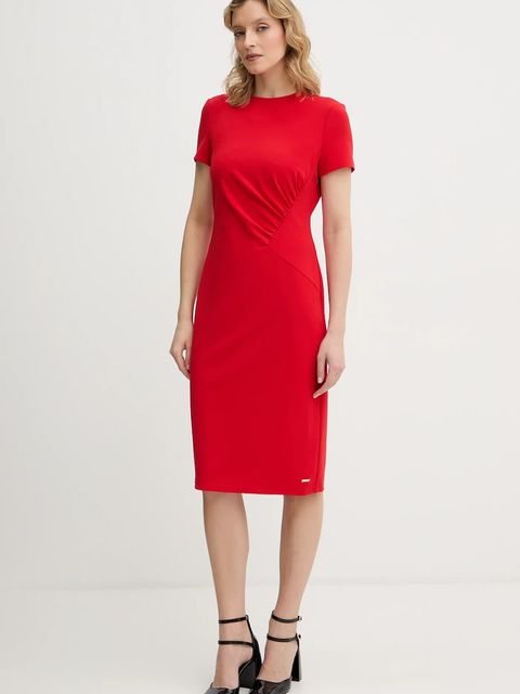 Calvin Klein sukienka kolor czerwony mini dopasowana LV044E048G