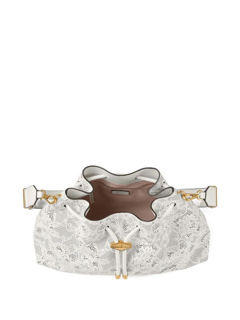 Jimmy Choo floral-embellishment bucket bag - White