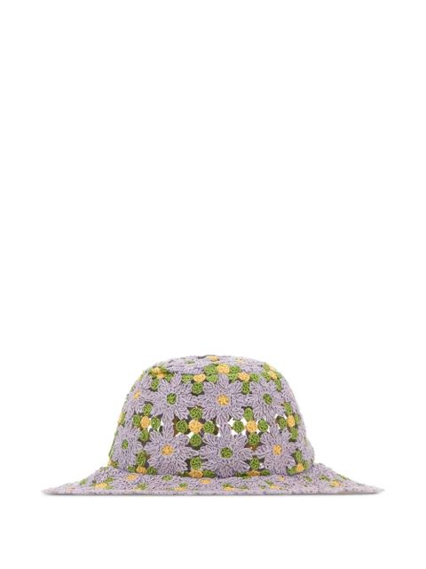 FENDI embroidered crochet bucket hat - Purple
