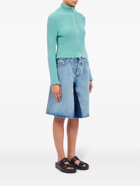 MM6 Maison Margiela raw-cut cropped cardigan - Blue