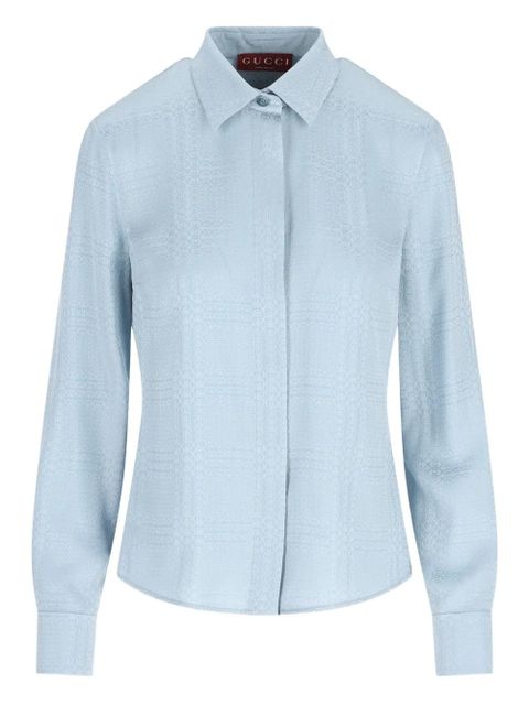 Gucci patterned silk shirt - Blue - zdjęcie produktu nr 1