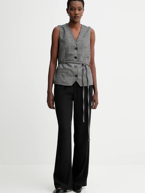 Marc O'Polo kamizelka z dodatkiem wełny kolor szary jednorzędowa 509015881019