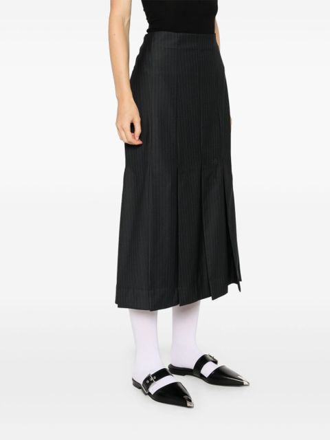 GANNI pinstriped midi skirt - Black