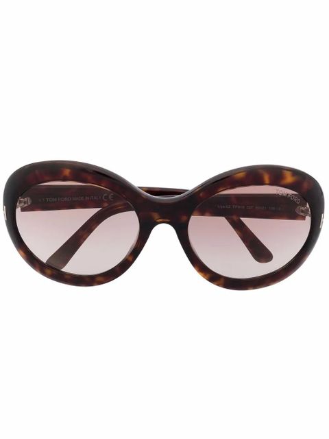 TOM FORD Eyewear logo tortoiseshell-effect sunglasses - Brown - zdjęcie produktu nr 1