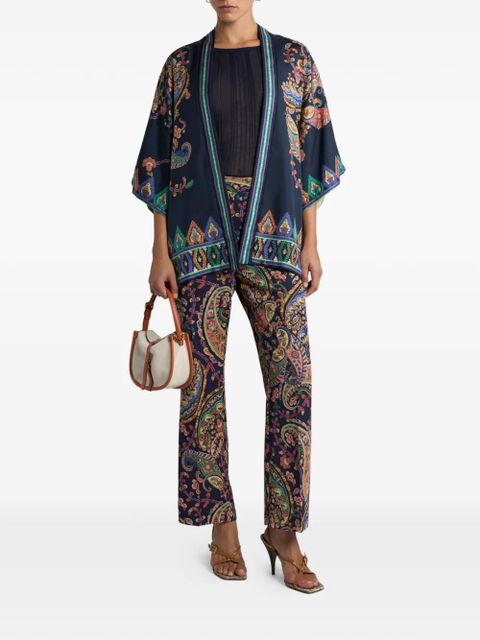 ETRO floral-paisley bootcut trousers - Blue
