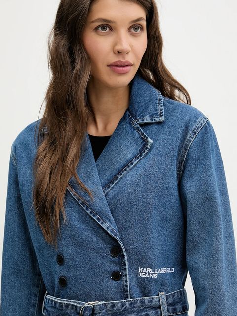 Karl Lagerfeld Jeans kurtka jeansowa kolor niebieski przejściowa B1W14040