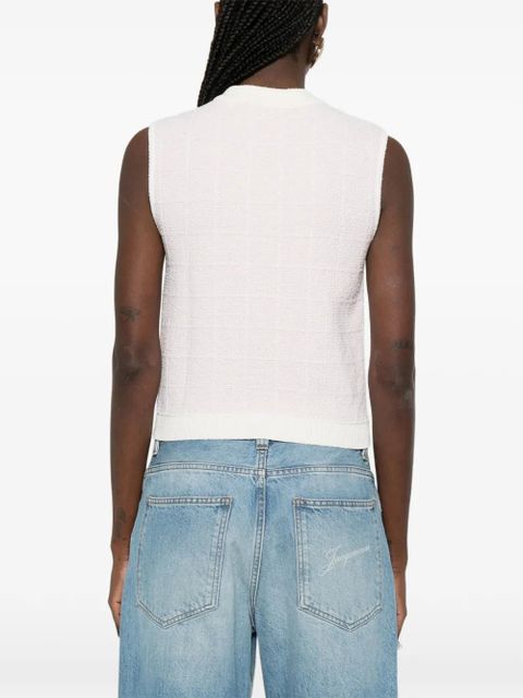 Balmain button-embellished top - Neutrals