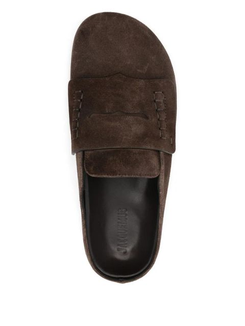 Jacquemus fringed suede mules - Brown