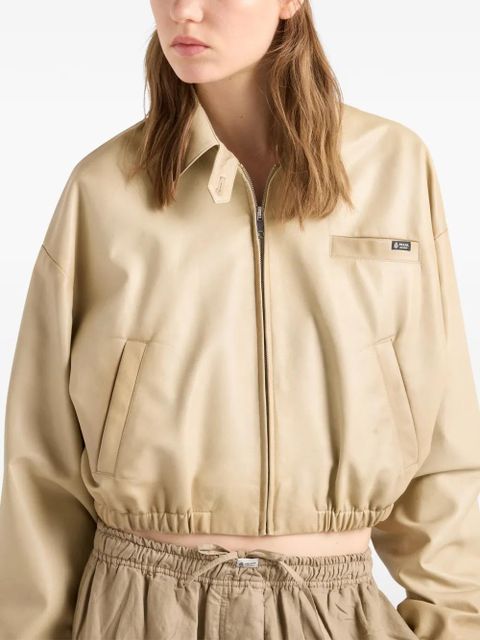 Prada cropped nappa leather jacket - Neutrals