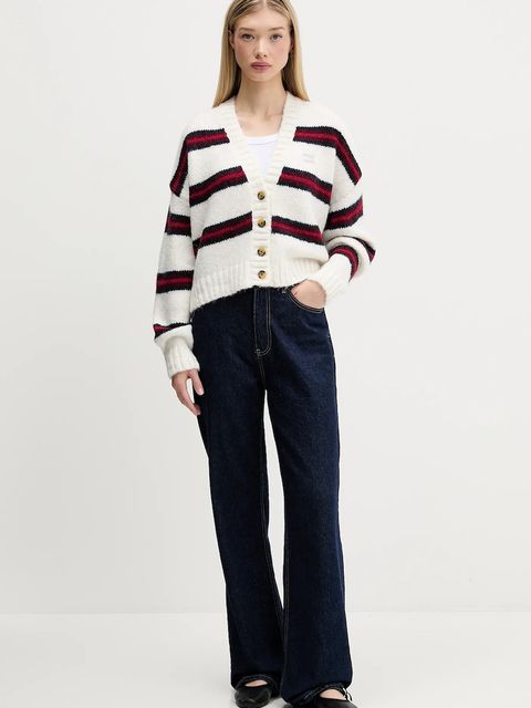 Tommy Jeans kardigan z domieszką wełny damski kolor beżowy DW0DW21678 - zdjęcie produktu nr 2