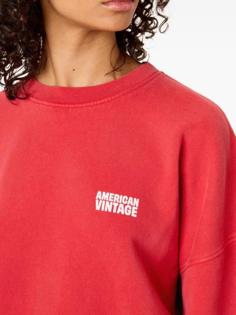 American Vintage Plizzy logo-patch crew-neck sweatshirt - Red - zdjęcie produktu nr 2