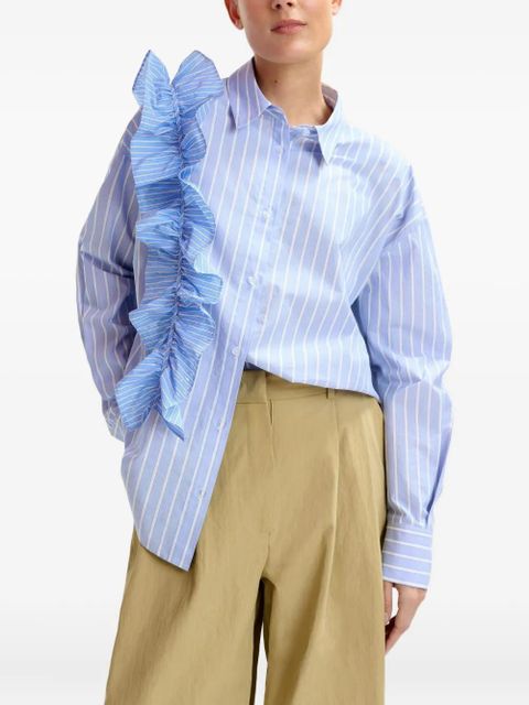 Essentiel Antwerp Ibody ruffle-detail striped shirt - Blue