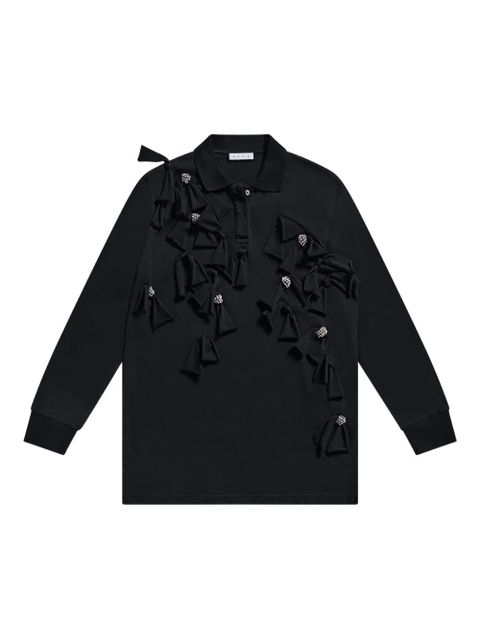 AREA crystal-embellished bow long-sleeve dress - Black - zdjęcie produktu nr 1