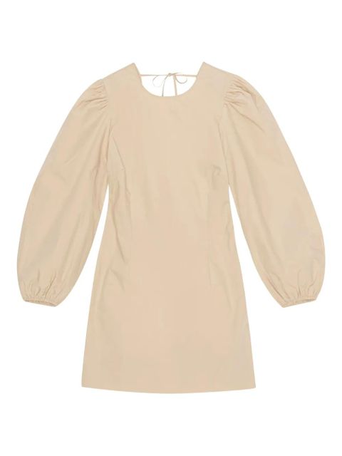 GANNI puff-sleeve tie-back mini dress - Neutrals - zdjęcie produktu nr 1