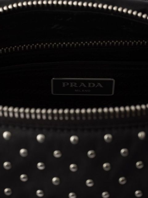 Prada studded Re-Nylon shoulder bag - Black