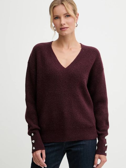 Morgan sweter z domieszką wełny damski kolor bordowy lekki MSTAR - zdjęcie produktu nr 1