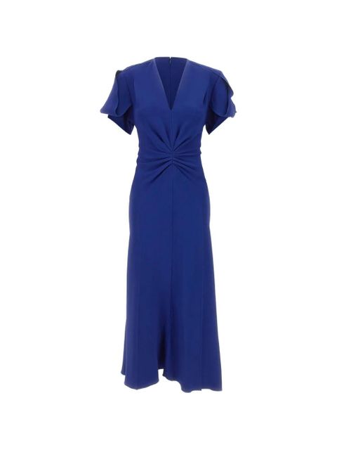 Victoria Beckham Eve v-neck draped midi dress - Blue - zdjęcie produktu nr 1