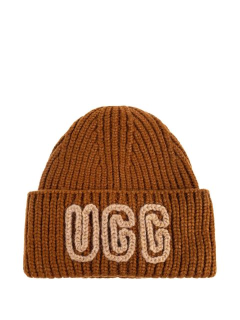 UGG ribbed beanie hat - Brown