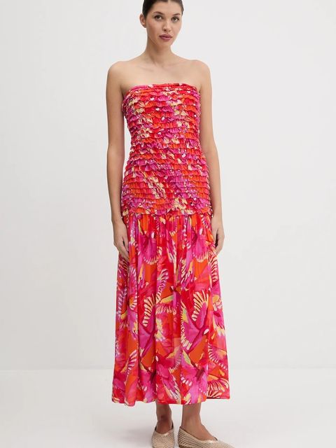 Farm Rio sukienka kolor czerwony midi rozkloszowana 336592 - zdjęcie produktu nr 1