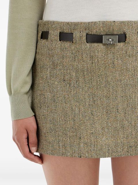 Ferragamo Gancini-buckle pleated mini skirt - Neutrals