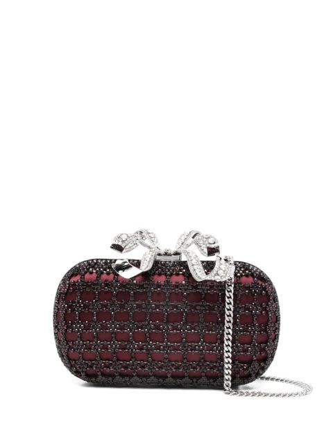 Self-Portrait crystal-embellished clutch bag - Red - zdjęcie produktu nr 1