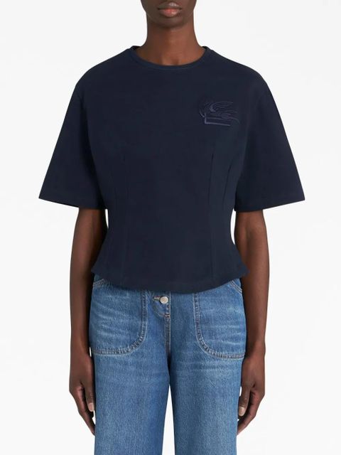 ETRO Pegaso-appliqué cotton T-shirt - Blue