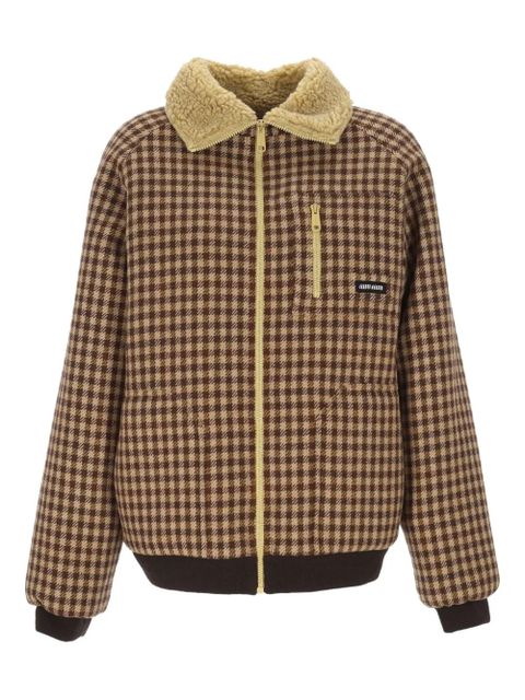 Miu Miu gingham check sherpa collar jacket - Brown - zdjęcie produktu nr 1