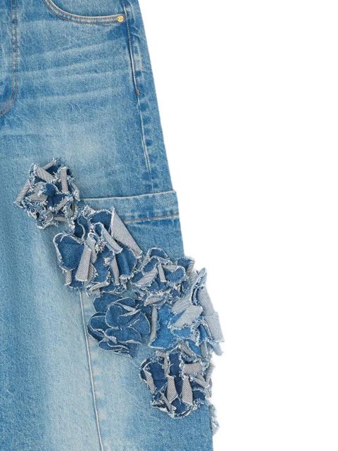 GANNI floral-appliqué jeans - Blue - zdjęcie produktu nr 2