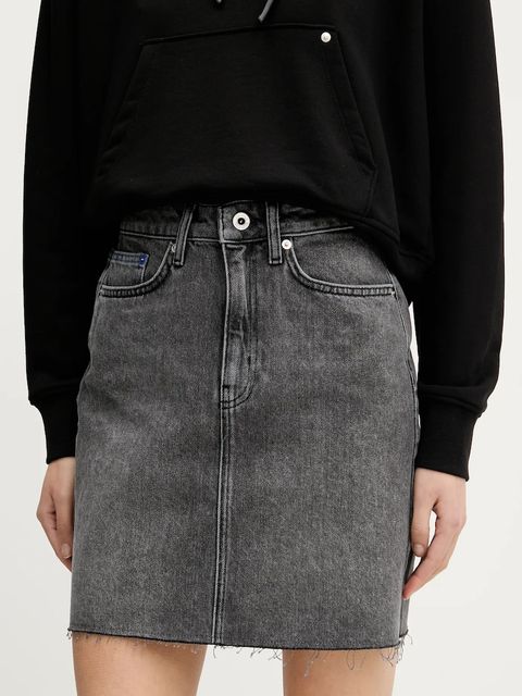 Karl Lagerfeld Jeans spódnica jeansowa kolor szary mini prosta A2W12025 - zdjęcie produktu nr 1