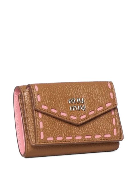 Miu Miu contrast-stitch leather wallet - Brown