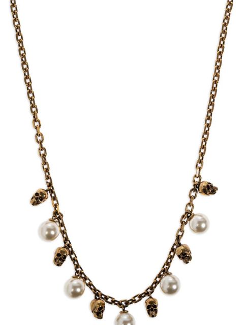 Alexander McQueen skull pearl necklace - Gold