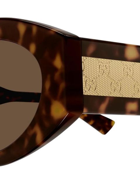Gucci Eyewear round logo-detail sunglasses - Brown