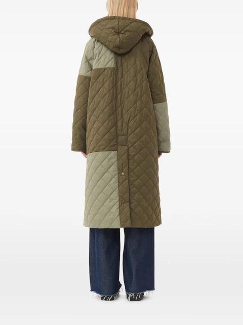 GANNI x Barbour quilted hooded coat - Green