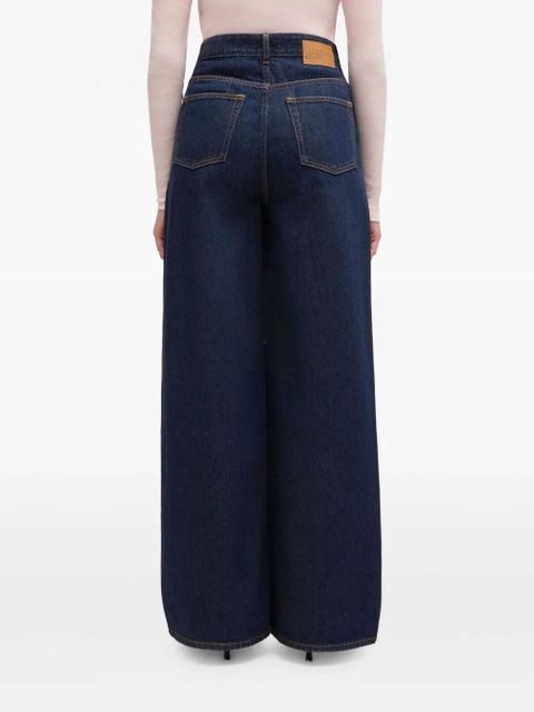 GANNI Lari logo-patch jeans - Blue