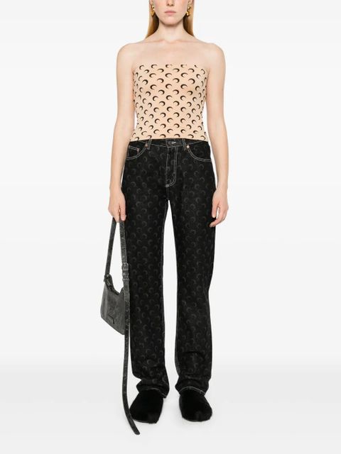 Marine Serre Moon printed tube top - Neutrals