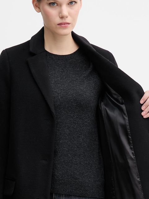 United Colors of Benetton płaszcz z dodatkiem wełny kolor czarny 2V0PDN062