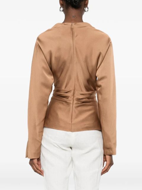 Simkhai Victoria draped cowl-neck top - Brown