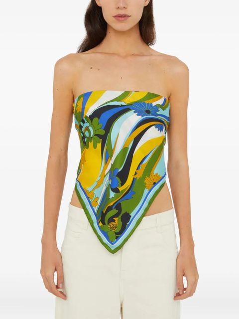 Christopher Esber floral-print silk scarf - Blue