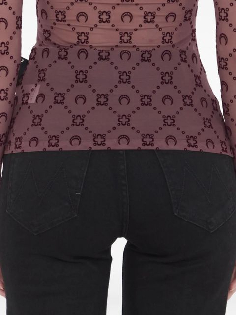 Marine Serre moon-print high-neck T-shirt - Red